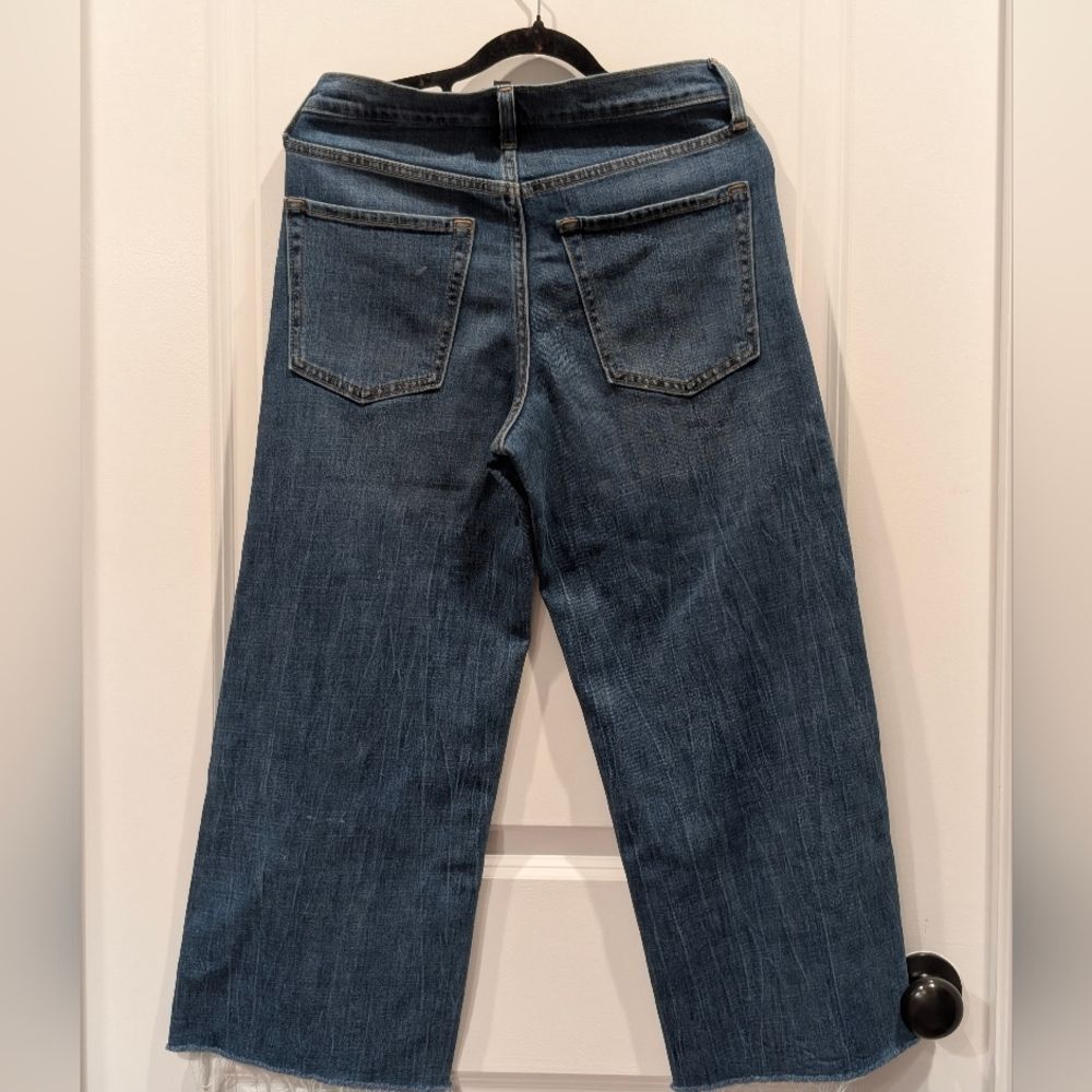 Banana Republic High-Rise Petite Wide Leg Crop Frayed Hem Sz 27 Jeans Minimalist - Picture 5 of 9